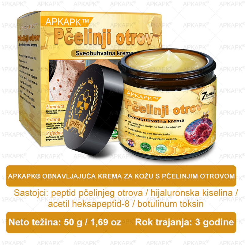 🎁 Preostalo je još samo 5 komada! Iskoristite dodatnih 50% popusta i pružite svojoj koži svakodnevnu njegu i ugodu uz APKAPK® kremu s pčelinjim otrovom! ✨