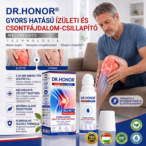 🎁 Már csak 5 darab maradt! Szerezzen most extra 50% kedvezményt, és támogassa ízületei mindennapi komfortját a DR.HONOR® mikrotűs Roll-Onnal! 🦴✨