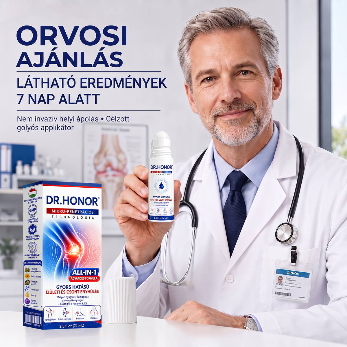 🎁 Már csak 5 darab maradt! Szerezzen most extra 50% kedvezményt, és támogassa ízületei mindennapi komfortját a DR.HONOR® mikrotűs Roll-Onnal! 🦴✨
