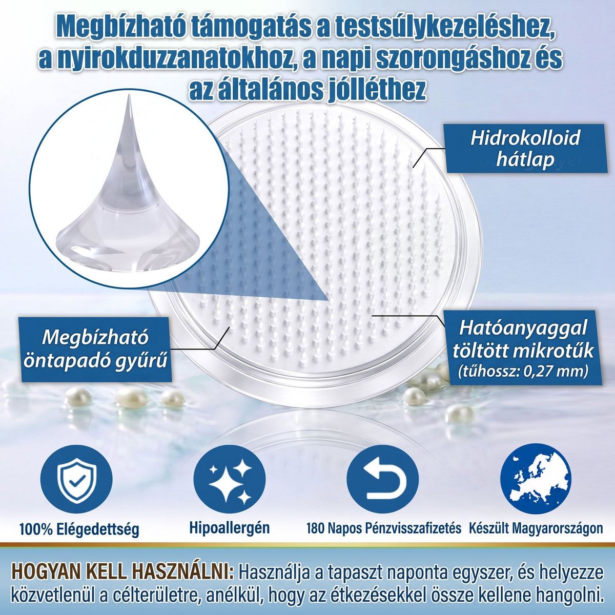 HIVATALOS WEBÁRUHÁZ | FFBSI® 0,27 mm-es Nano Mikrotűs METABOLIKUS Testsúlykezelő és Nyiroktámogató Tapasz